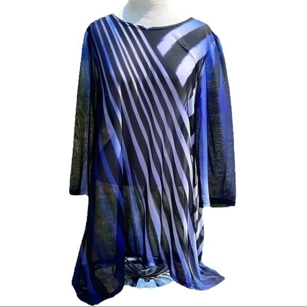 Travelers Collection by Chicos tunic/blouse, sheer, purple/ black